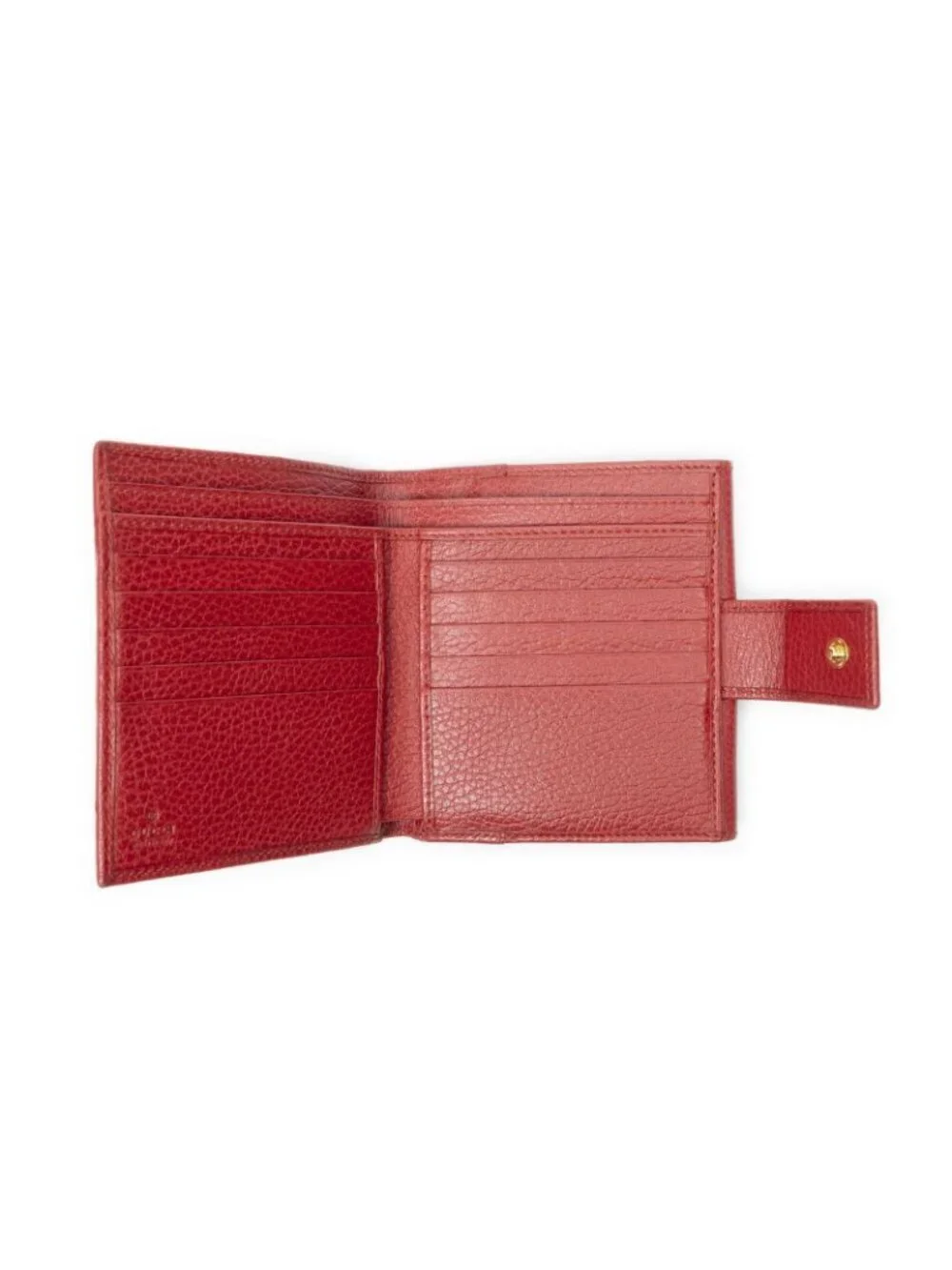 Gucci GG Marmont Compact Wallet Red Grain Calf Skin Leather